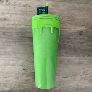STARBUCKS Glow in the Dark Green Slime Cold Cup Tumbler